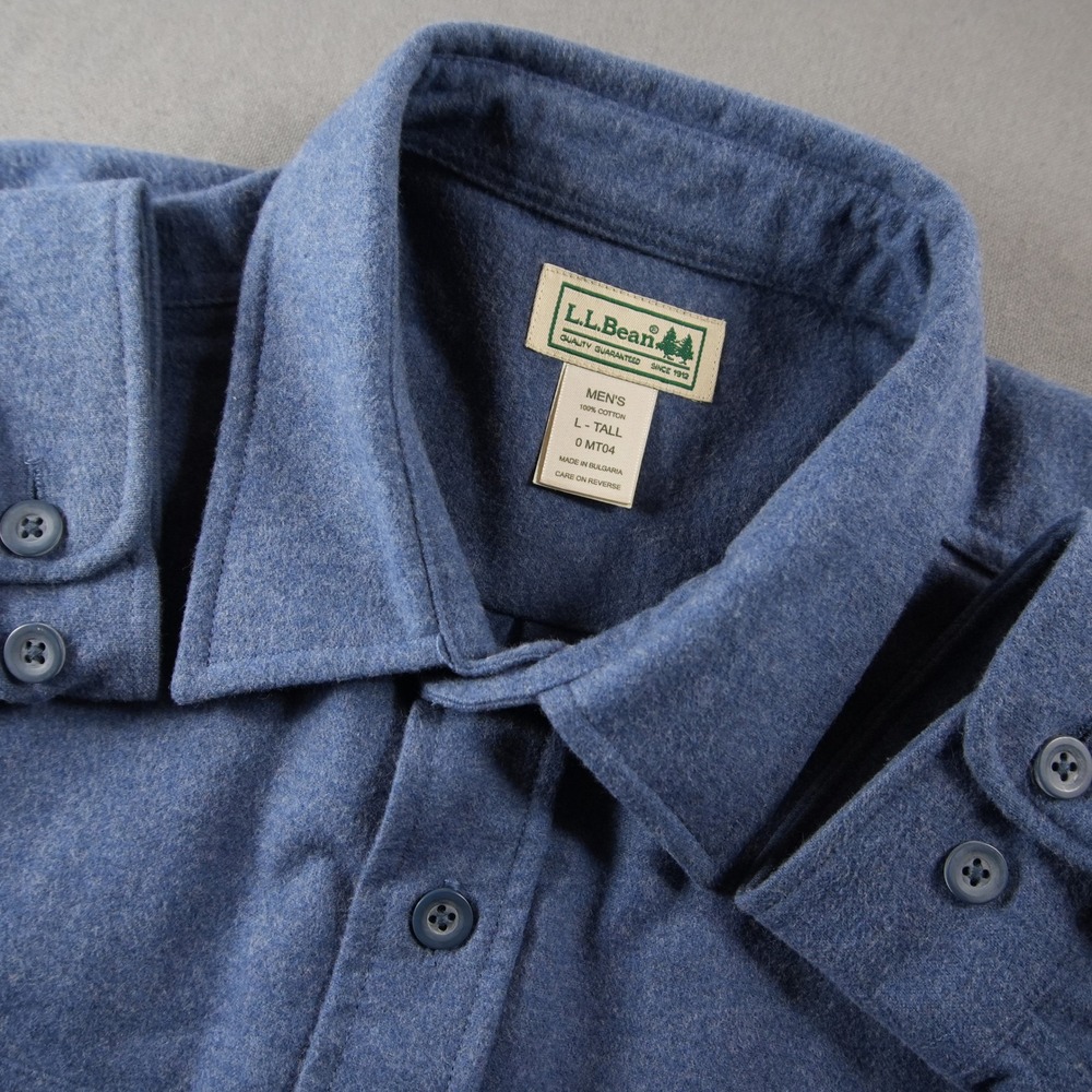L.L. Bean Chamois Cloth Flannel Mens Overshirt Shacket Outdoor Shirt L Tall